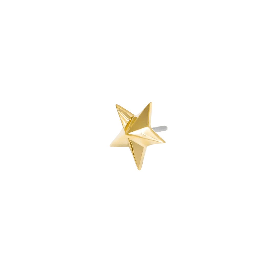 Nautical Star Pin - 14K Gold Star Threadless End - piercing - zone.com