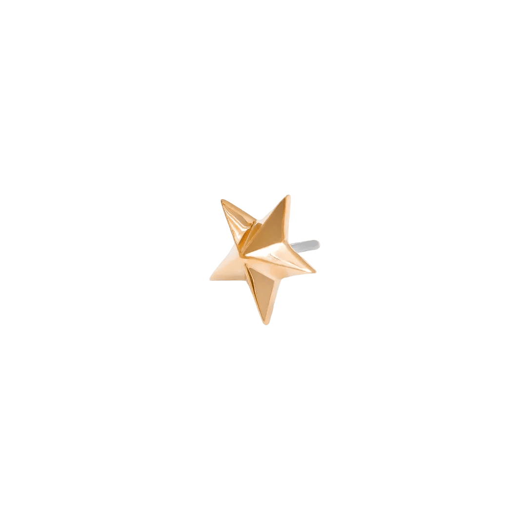 Nautical Star Pin - 14K Gold Star Threadless End - piercing - zone.com