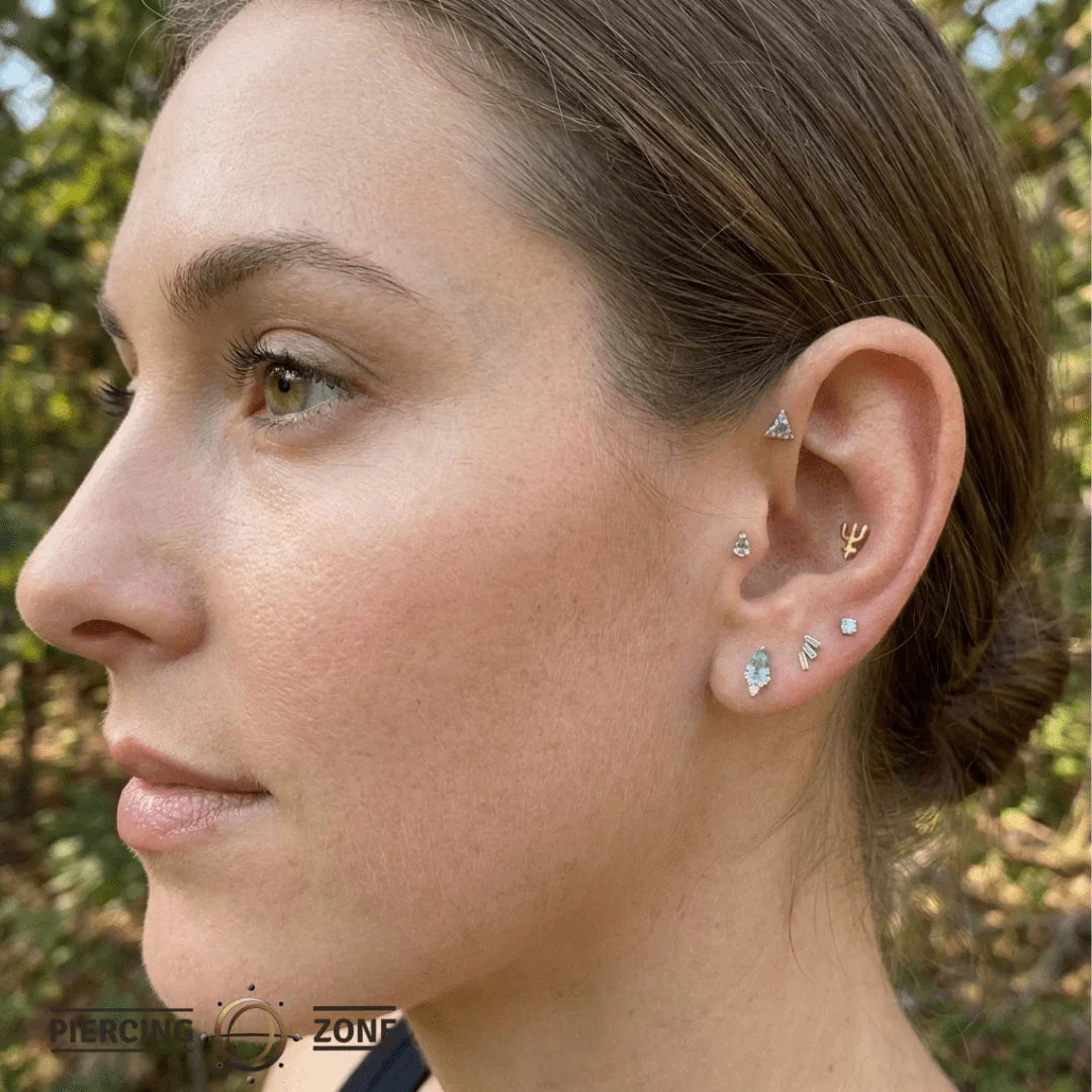 Neptune Symbol – 14K/18K Gold Flat Threadless End - piercing - zone.com