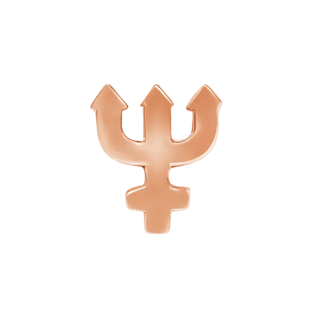 Neptune Symbol – 14K/18K Gold Flat Threadless End - piercing - zone.com