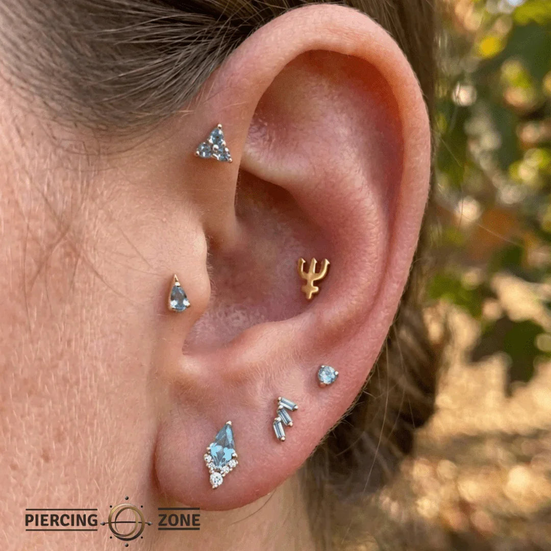 Neptune Symbol – 14K/18K Gold Flat Threadless End - piercing - zone.com