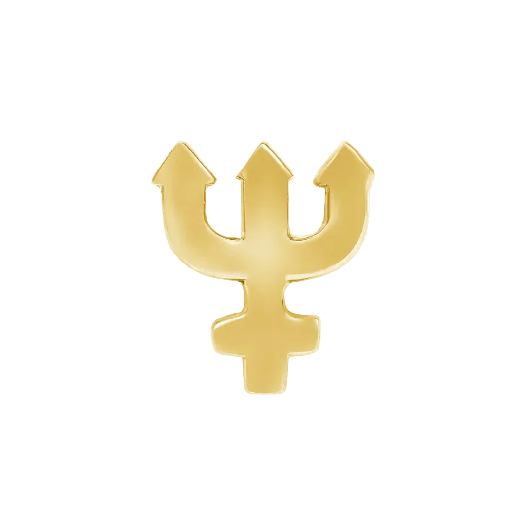 Neptune Symbol – 14K/18K Gold Flat Threadless End - piercing - zone.com