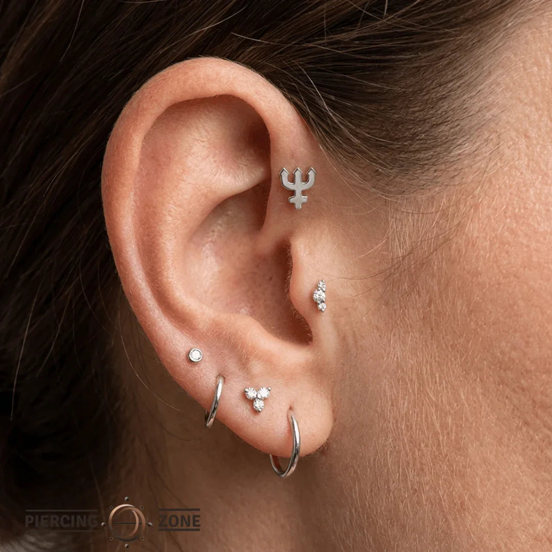 Neptune Symbol – 14K/18K Gold Flat Threadless End - piercing - zone.com