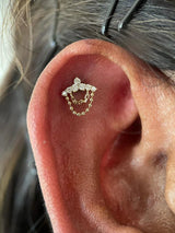Ninette – Diamond Arc Chain – 14K Gold Threadless End - piercing - zone.com