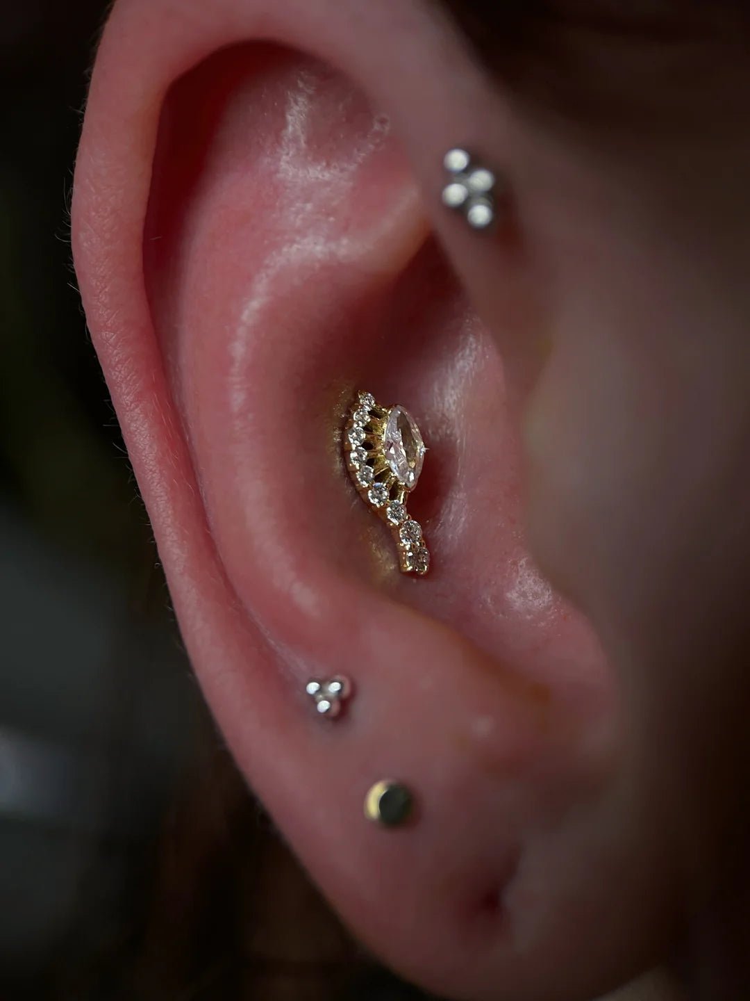 Ninsi – 14K/18K Gold Marquise Gemstone Threadless End - piercing - zone.com