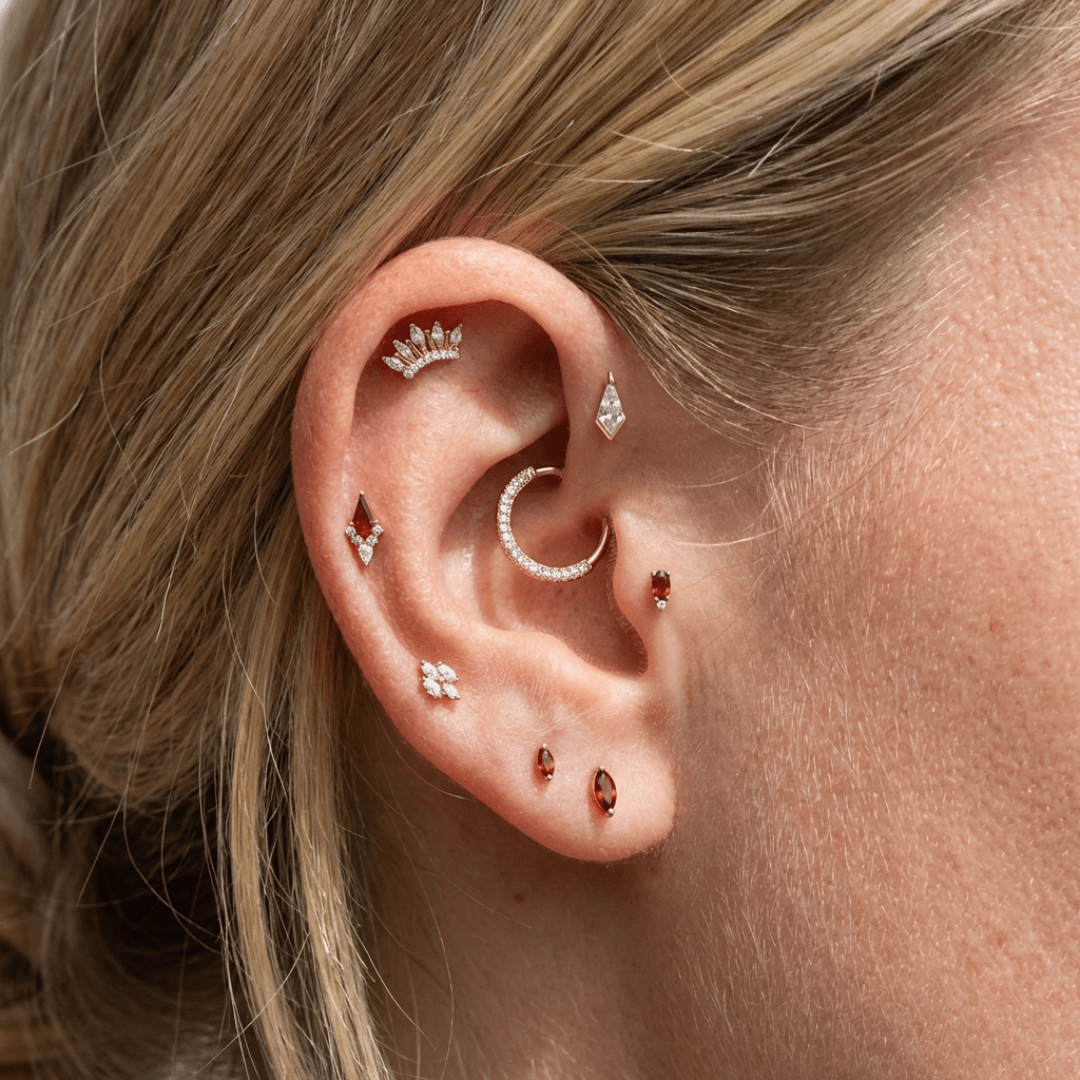 No Sleep Till Brooklyn – CZ Kite – 14K Gold Threadless End - piercing - zone.com