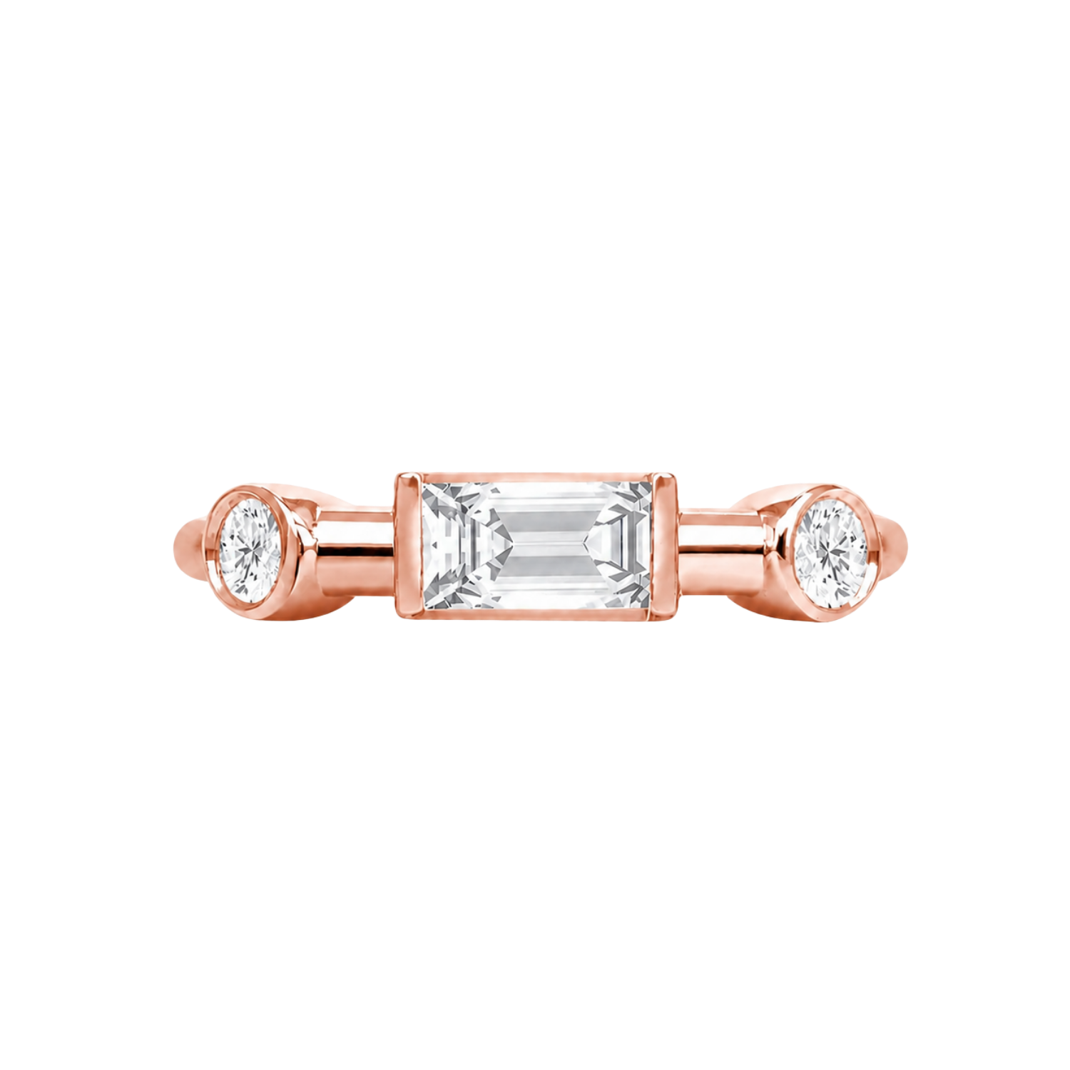 Noah Seamless Ring – 14K Gold Baguette & Round Gem Design