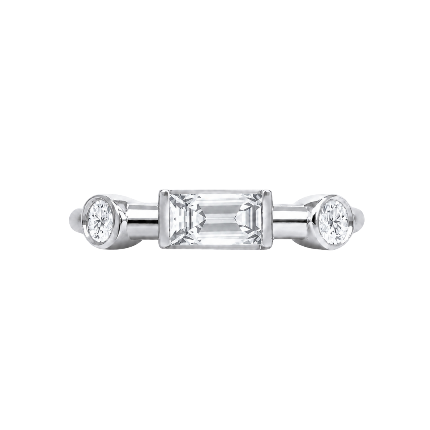Noah Seamless Ring – 14K Gold Baguette & Round Gem Design