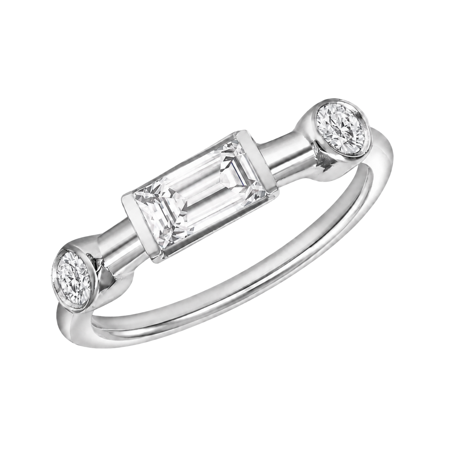 Noah Seamless Ring – 14K Gold Baguette & Round Gem Design