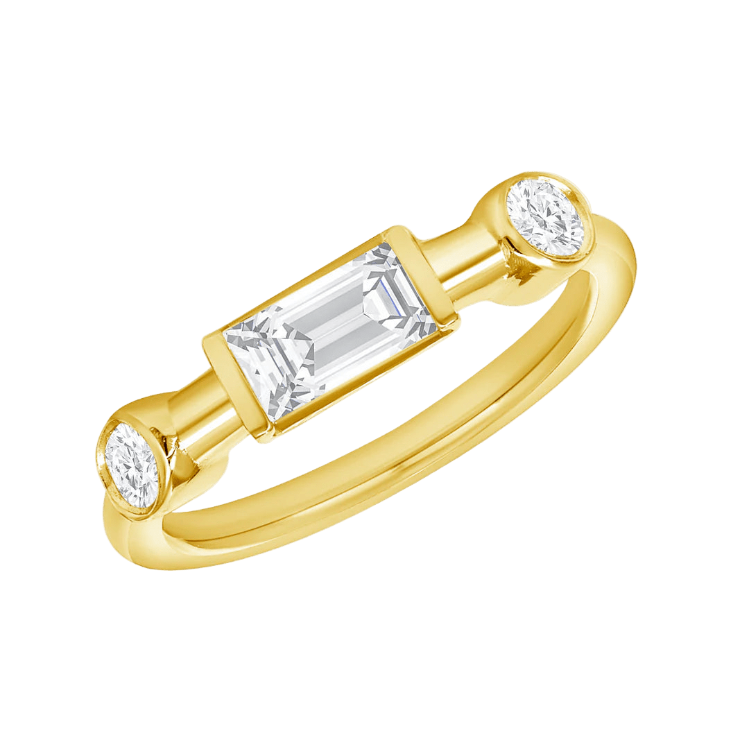 Noah Seamless Ring – 14K Gold Baguette & Round Gem Design - piercing - zone.com