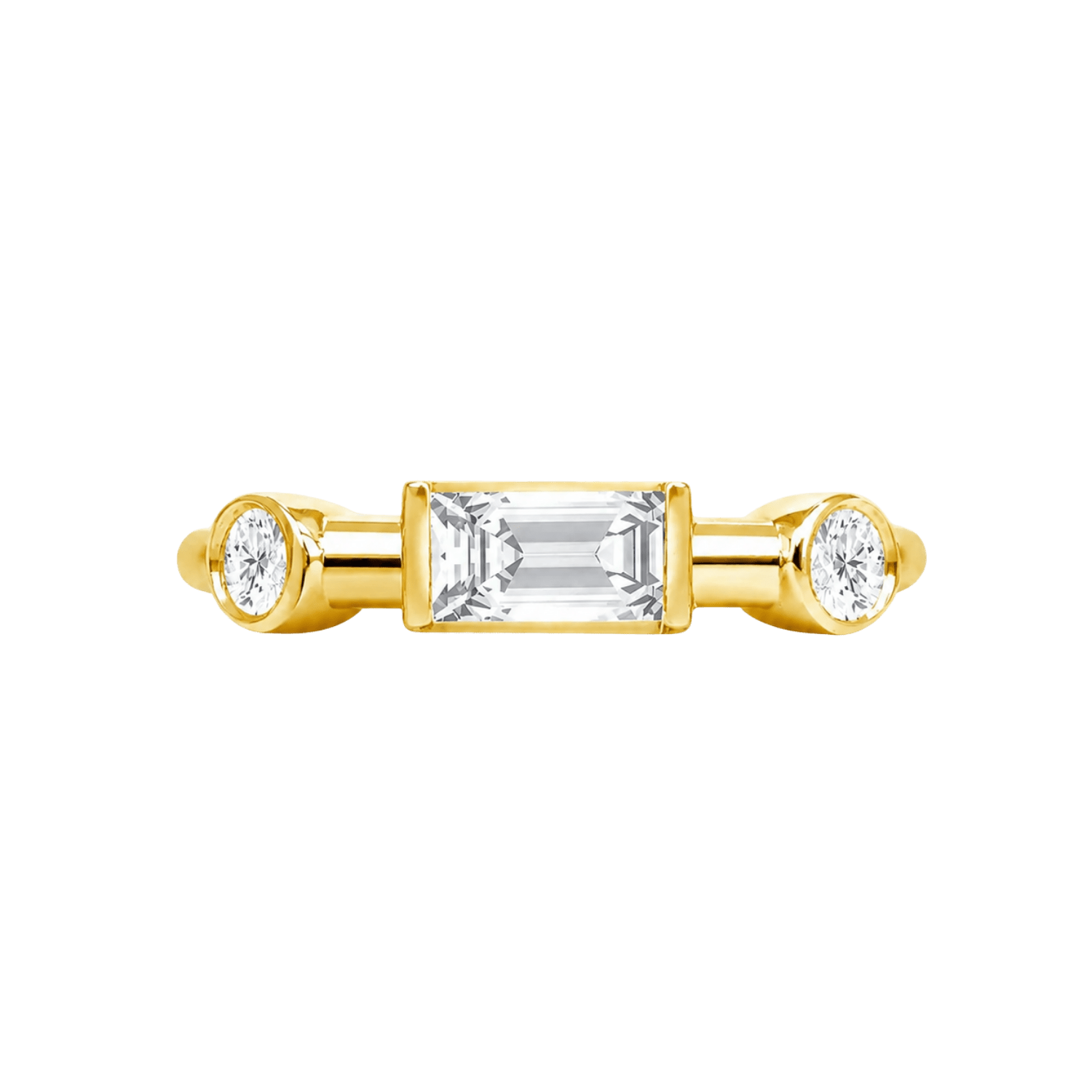 Noah Seamless Ring – 14K Gold Baguette & Round Gem Design - piercing-zone.com