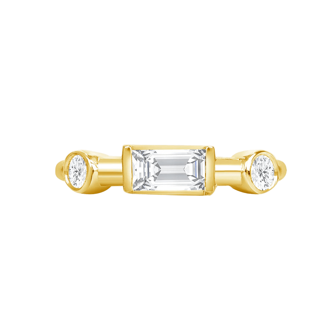 Noah Seamless Ring – 14K Gold Baguette & Round Gem Design - piercing - zone.com