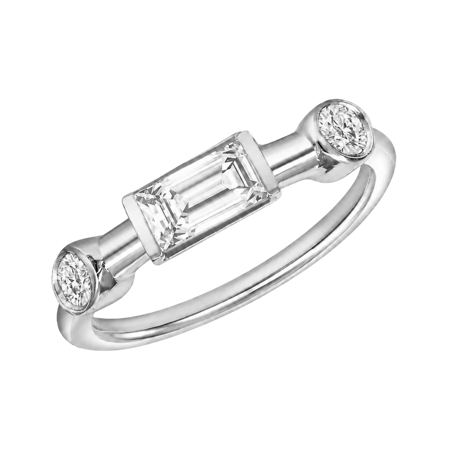 Noah Seamless Ring – 14K Gold Baguette & Round Gem Design - piercing-zone.com