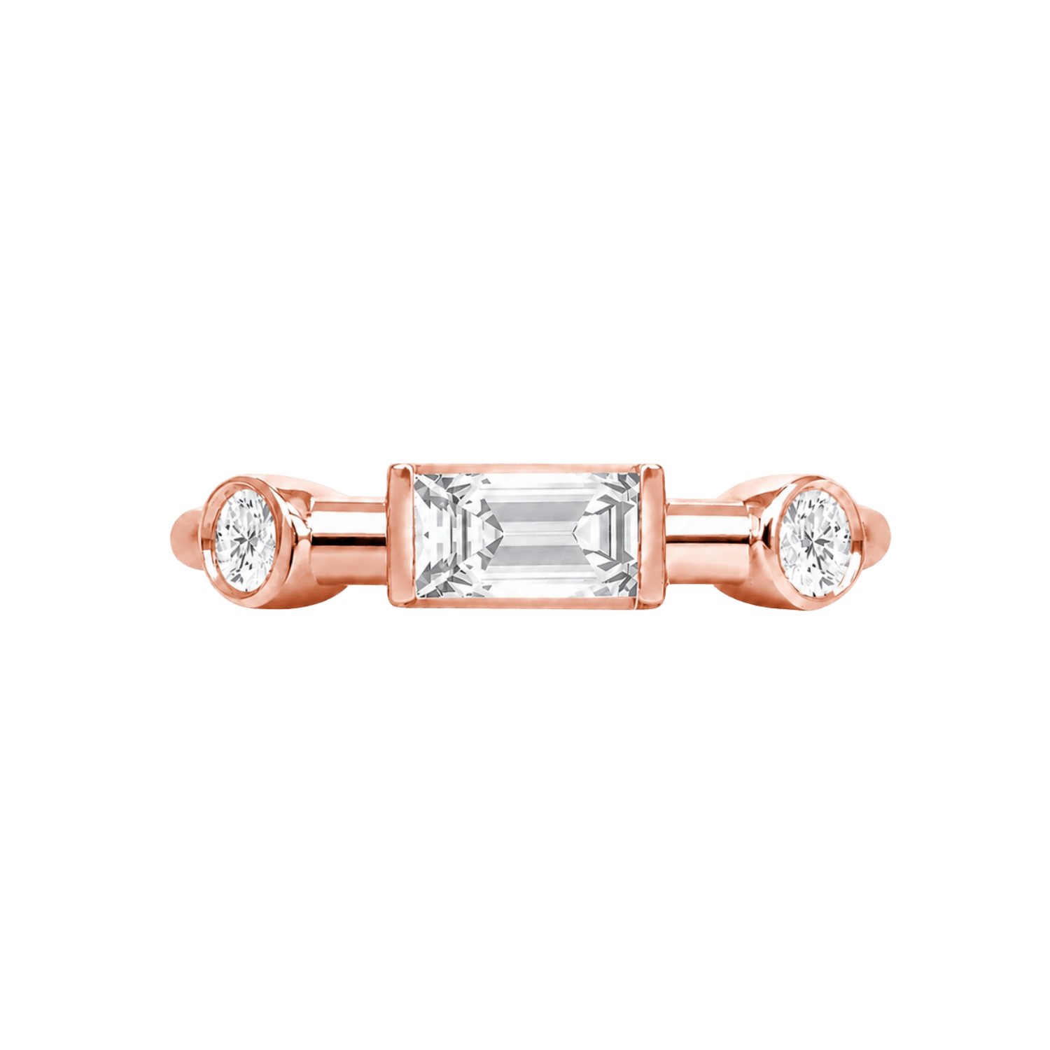 Noah Seamless Ring – 14K Gold Baguette & Round Gem Design - piercing-zone.com