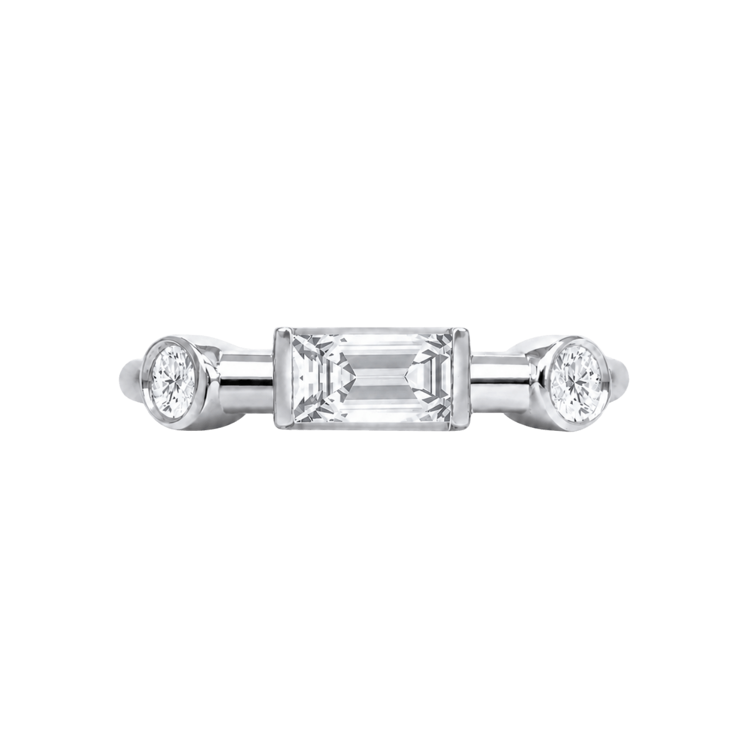 Noah Seamless Ring – 14K Gold Baguette & Round Gem Design - piercing-zone.com