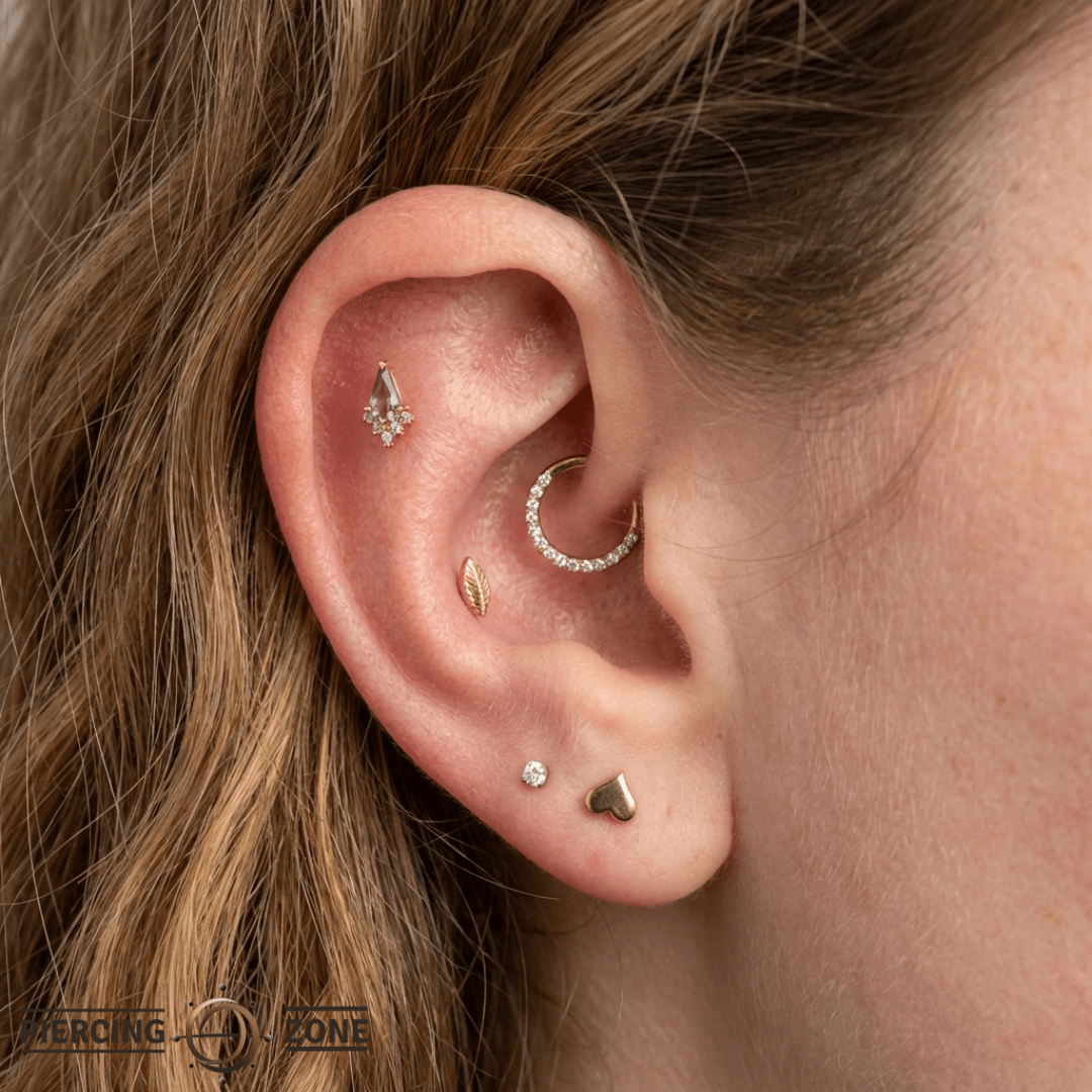 Noble – Amethyst & CZ Kite – 14K Gold Threadless End - piercing - zone.com