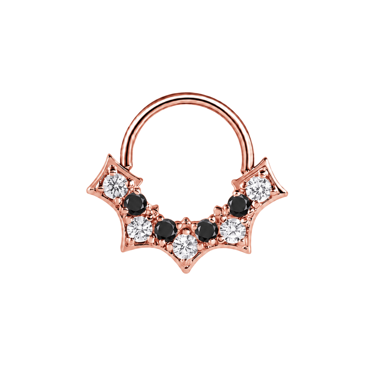 Nocturne Seamless Ring – 14K Gold Nine-Gem Arc Design - piercing-zone.com