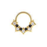 Nocturne Seamless Ring – 14K Gold Nine-Gem Arc Design - piercing-zone.com
