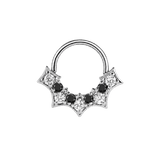Nocturne Seamless Ring – 14K Gold Nine-Gem Arc Design - piercing-zone.com