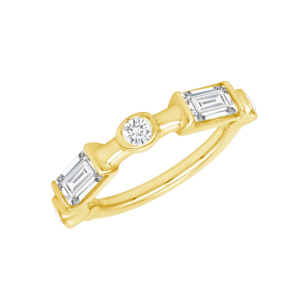 Noel Seamless Ring – 14K Gold Baguette & Gem Cluster Arc - piercing - zone.com