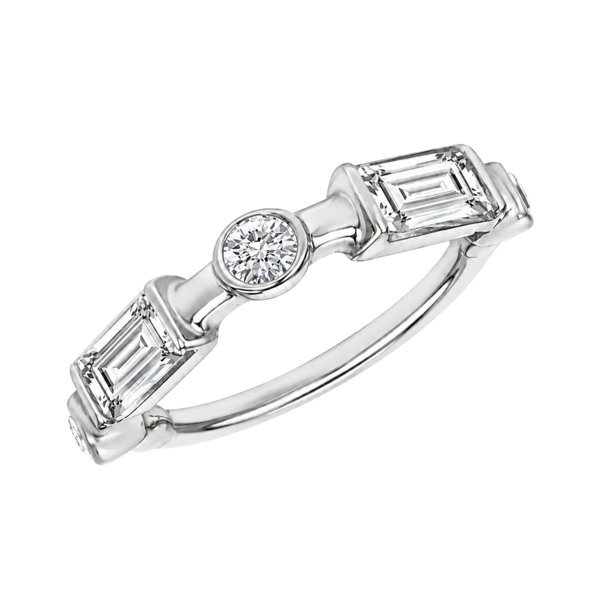 Noel Seamless Ring – 14K Gold Baguette & Gem Cluster Arc - piercing-zone.com