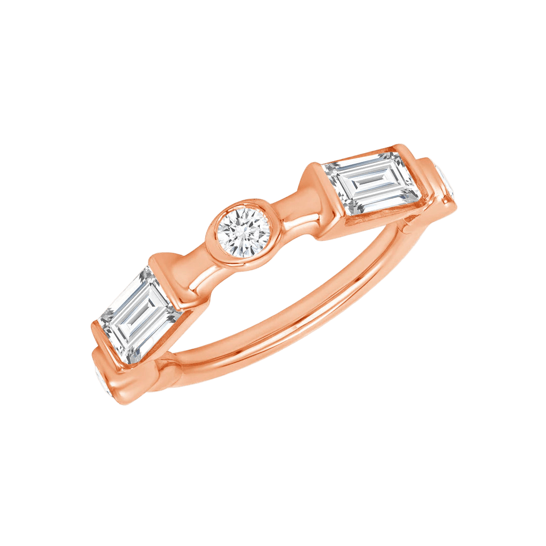 Noel Seamless Ring – 14K Gold Baguette & Gem Cluster Arc - piercing - zone.com