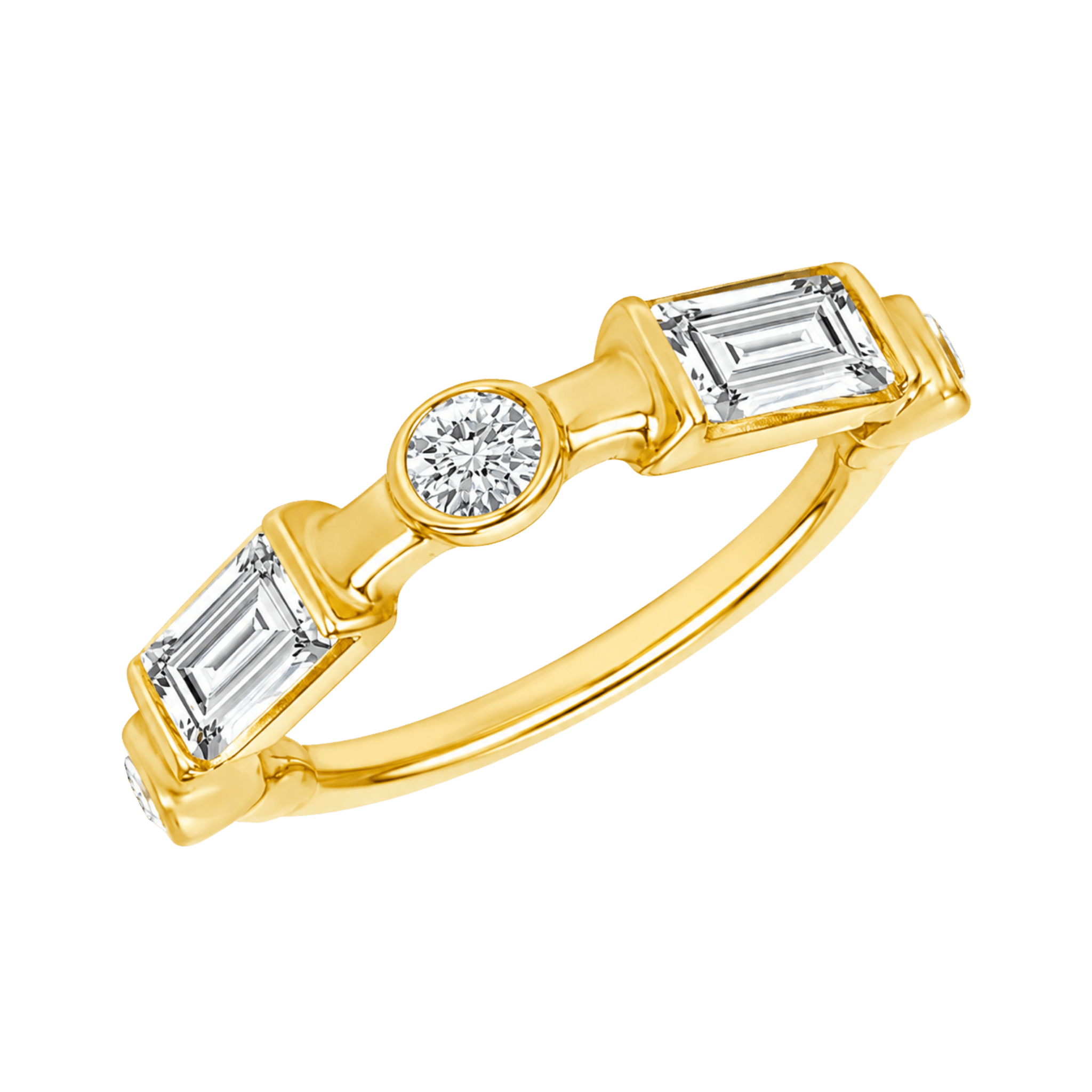 Noel Seamless Ring – 14K Gold Baguette & Gem Cluster Arc - piercing-zone.com