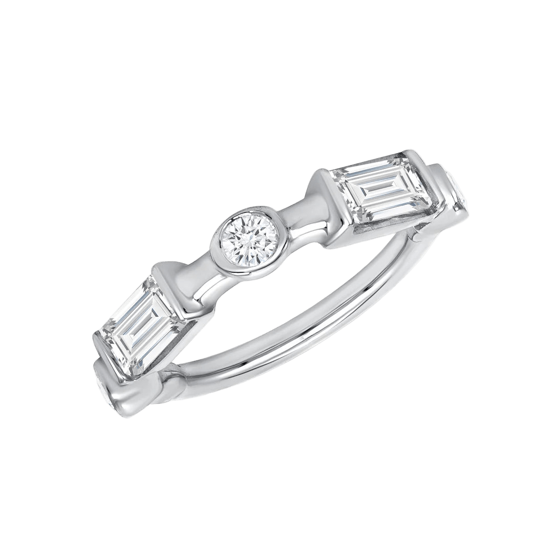 Noel Seamless Ring – 14K Gold Baguette & Gem Cluster Arc - piercing - zone.com