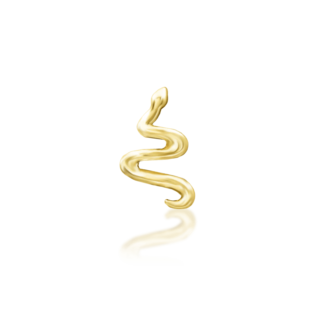 Noodle – Mini Serpent Curve – 14K Gold Threadless End - piercing - zone.com