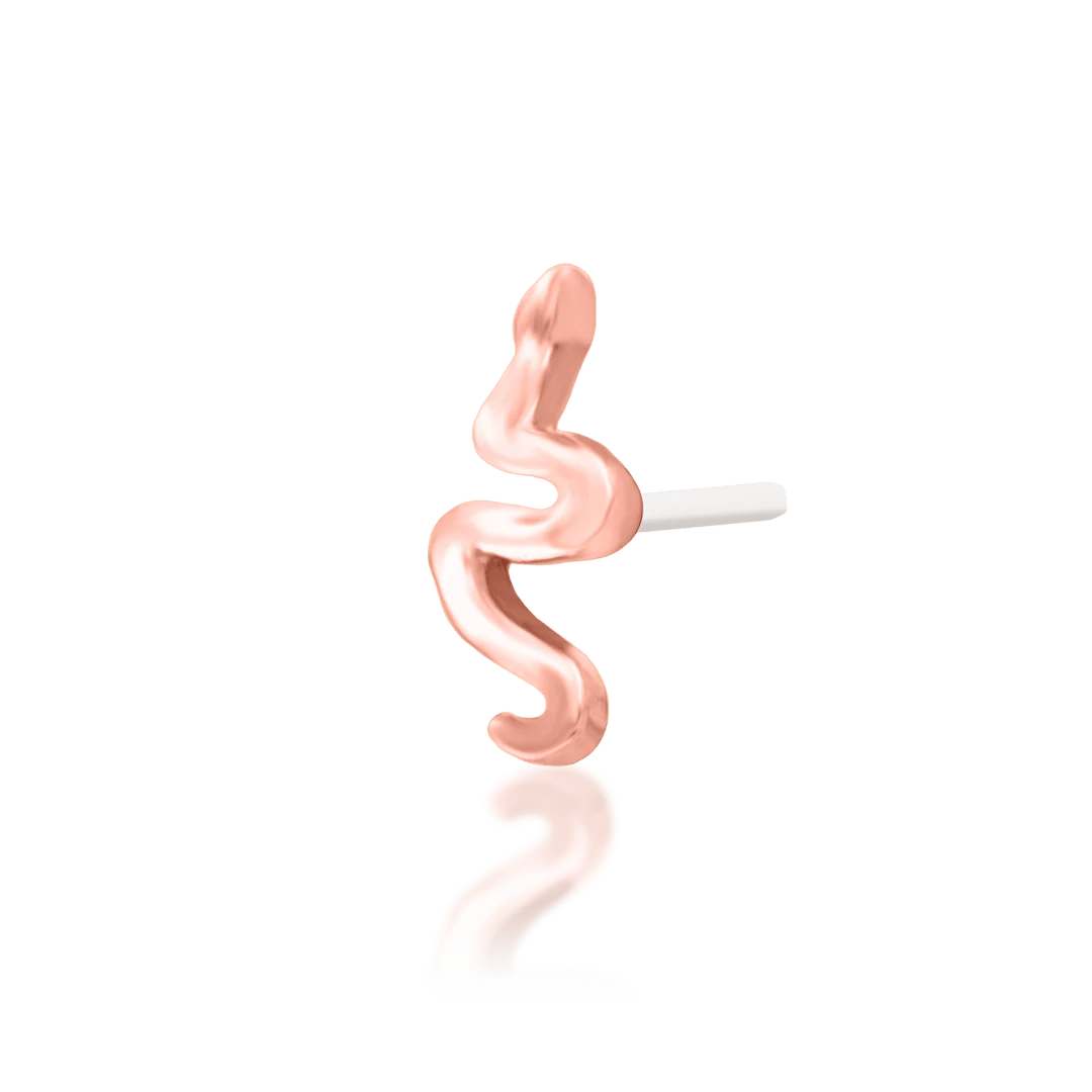 Noodle – Mini Serpent Curve – 14K Gold Threadless End - piercing - zone.com