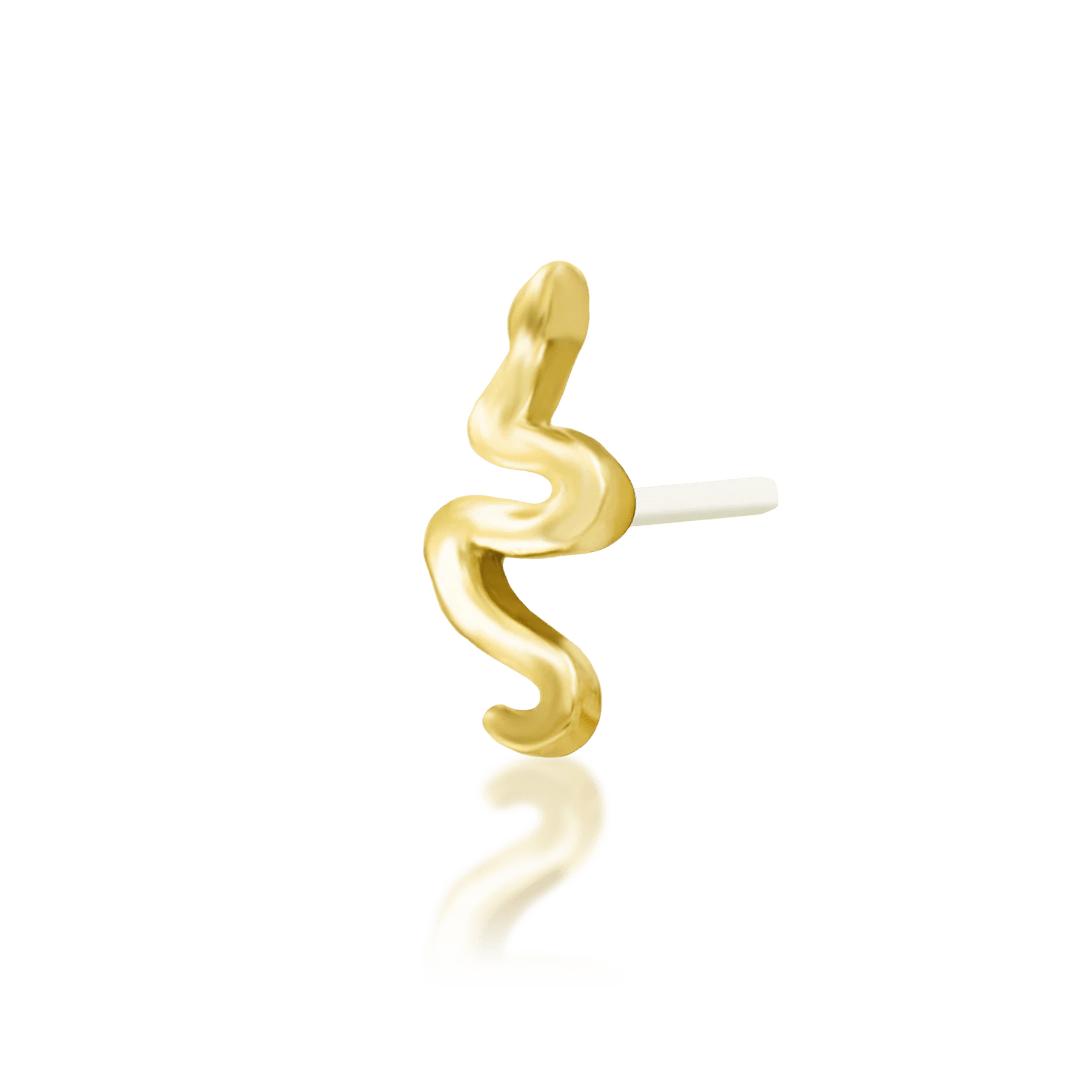 Noodle – Mini Serpent Curve – 14K Gold Threadless End - piercing - zone.com