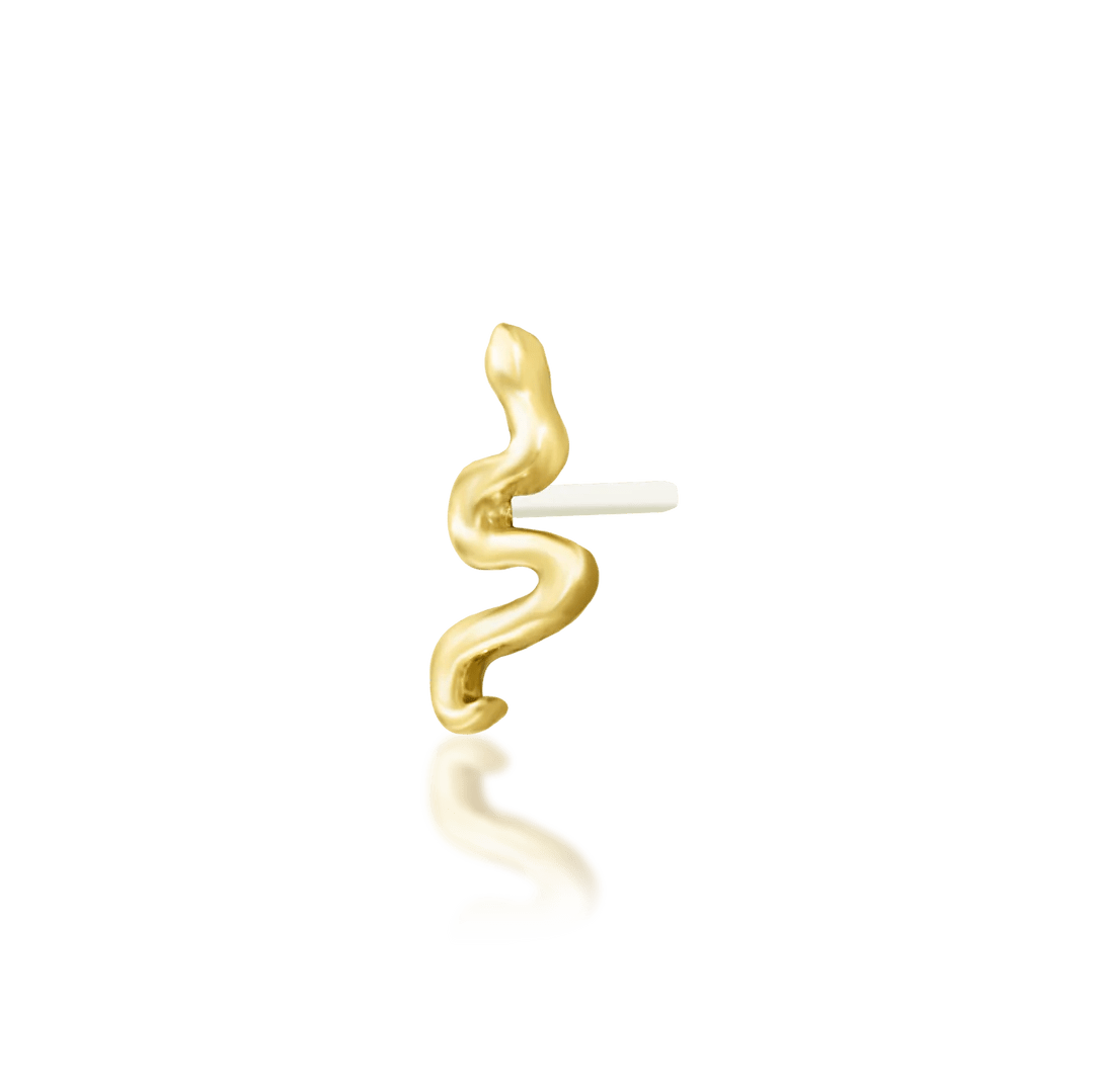 Noodle – Mini Serpent Curve – 14K Gold Threadless End - piercing - zone.com