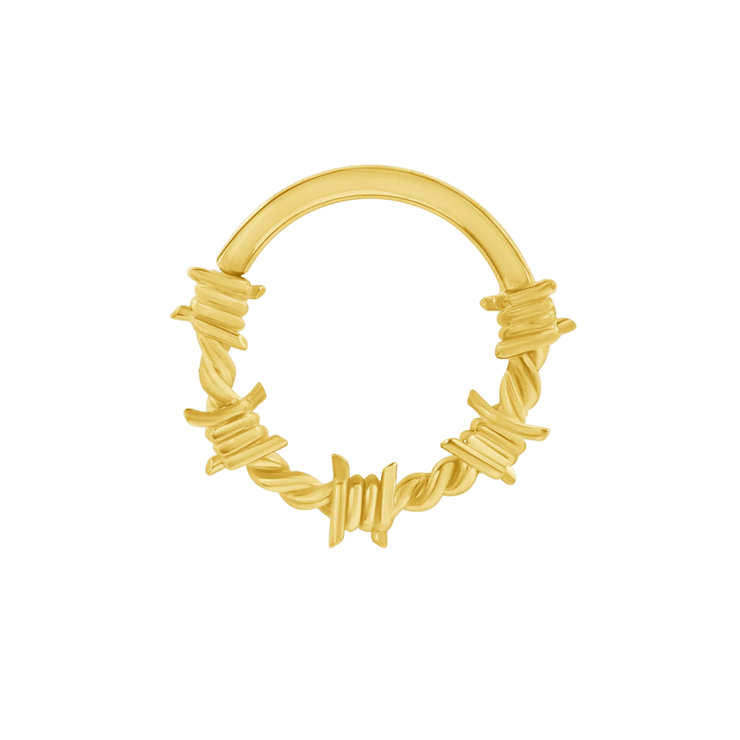 Northmen Crown Seamless Ring – 14K Gold Cup & Divot Design - piercing - zone.com