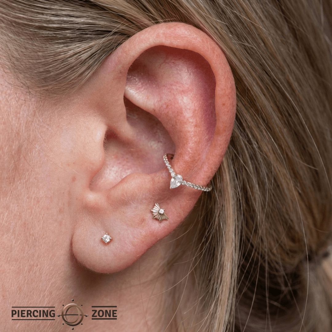 Nyx – CZ Beaded Clicker – 14K Gold - piercing - zone.com