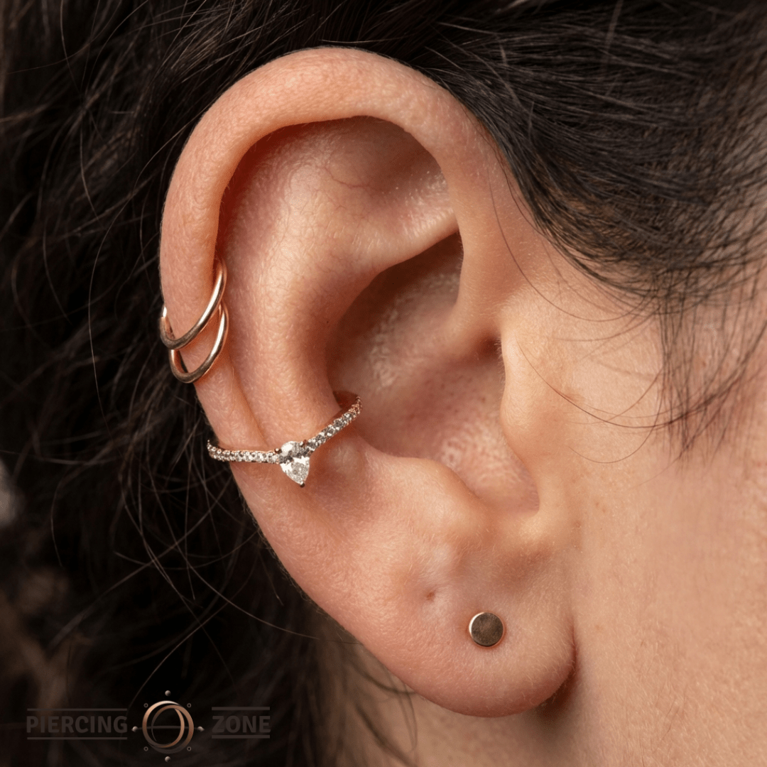 Nyx – CZ Beaded Clicker – 14K Gold - piercing - zone.com