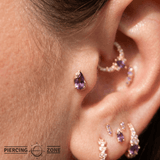 Occasion Pear Amethyst – 14K Gold Threadless End - piercing - zone.com