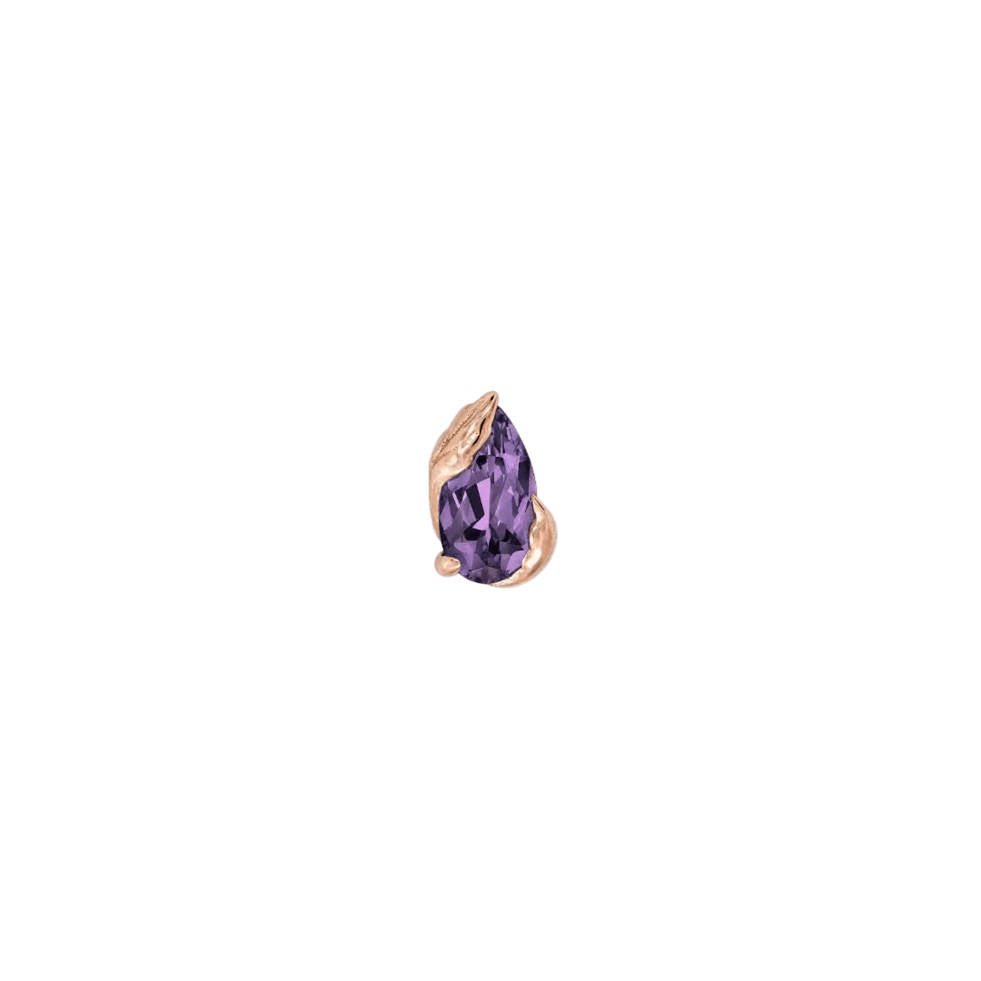 Occasion Pear Amethyst – 14K Gold Threadless End - piercing - zone.com