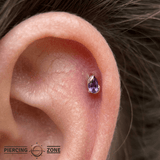 Occasion Pear Amethyst – 14K Gold Threadless End - piercing - zone.com