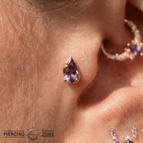 Occasion Pear Amethyst – 14K Gold Threadless End - piercing - zone.com