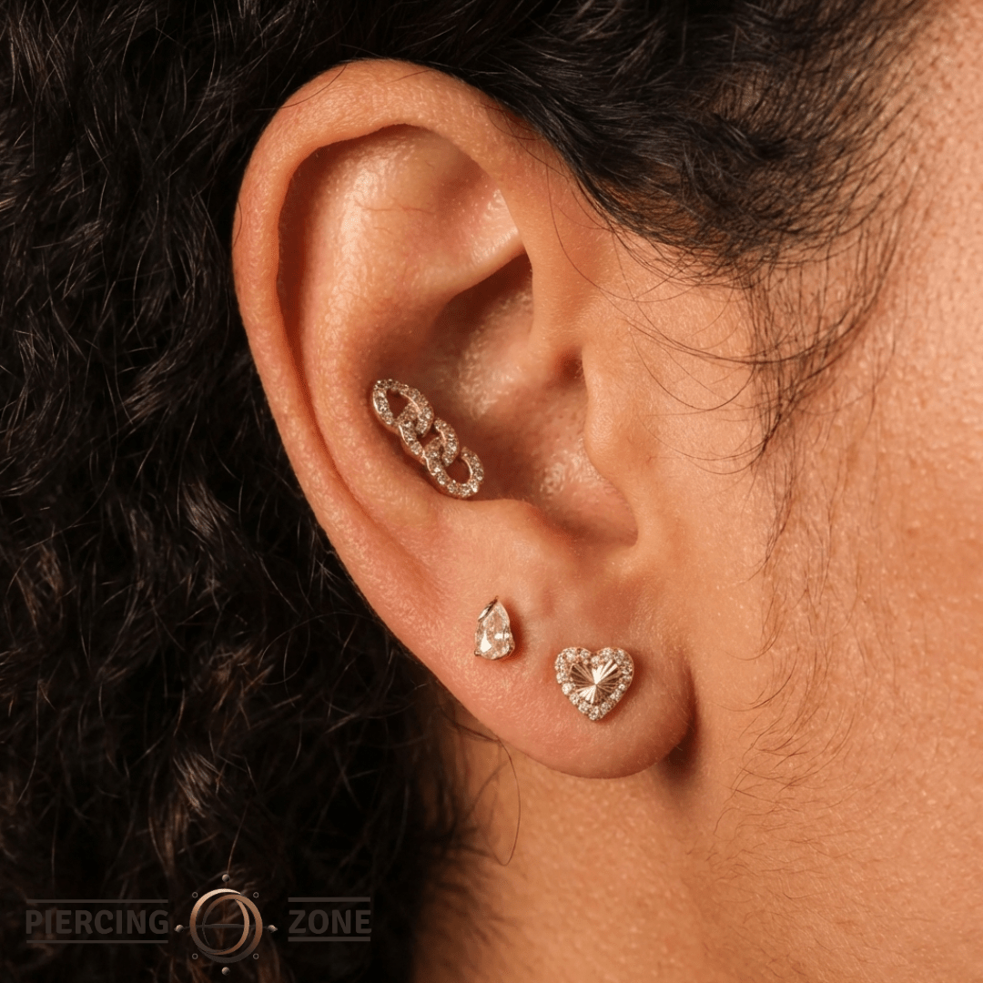 Occasion Pear CZ – 14K Gold Threadless End - piercing - zone.com