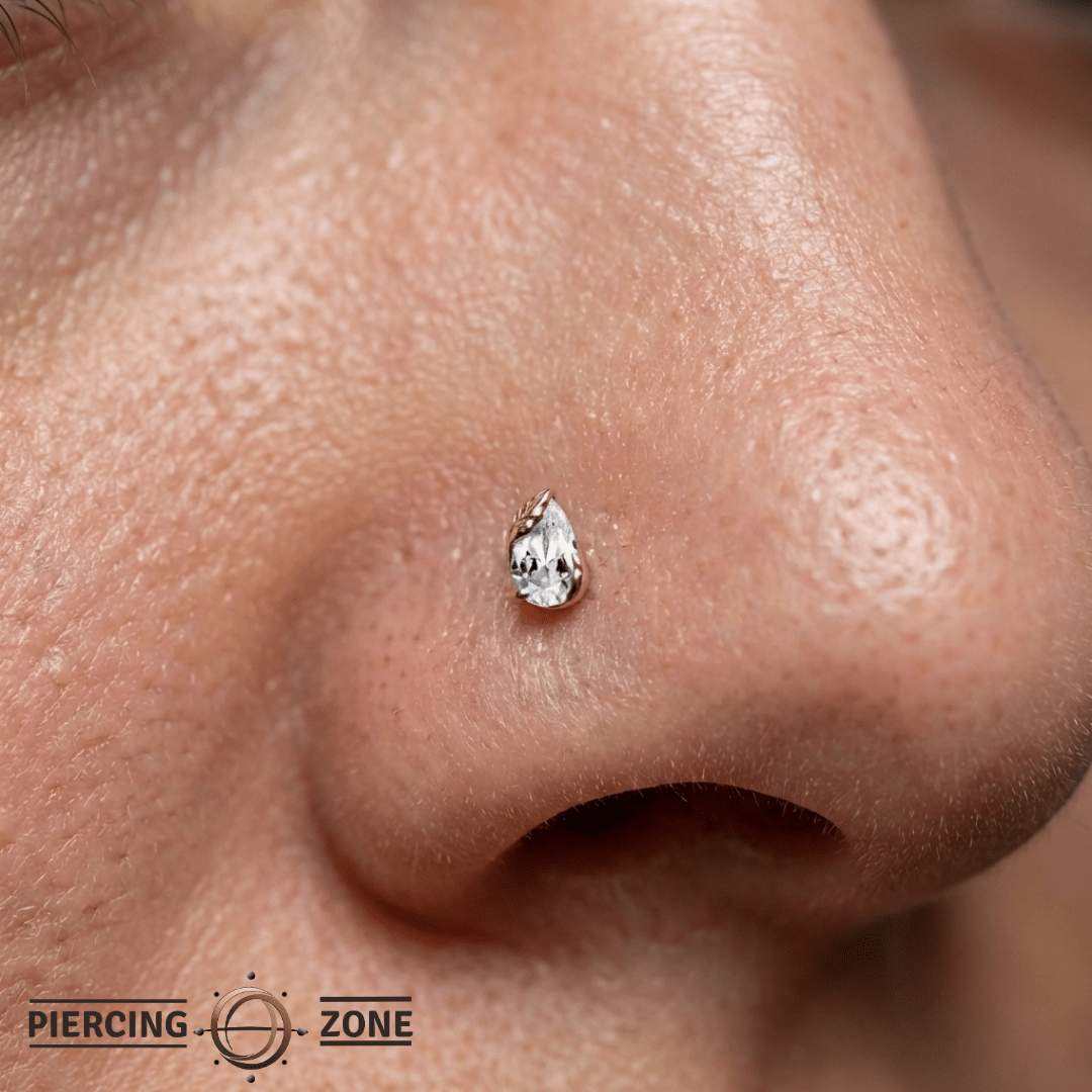 Occasion Pear CZ – 14K Gold Threadless End - piercing - zone.com