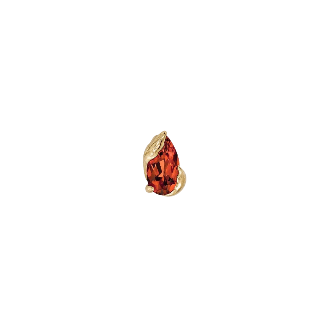 Occasion Pear Garnet – 14K Gold Threadless End - piercing - zone.com