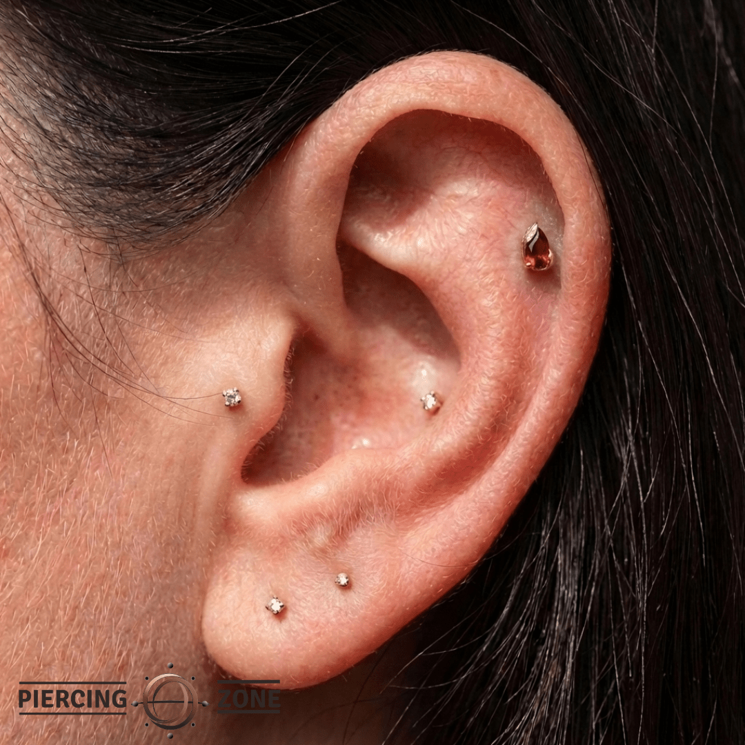 Occasion Pear Garnet – 14K Gold Threadless End - piercing - zone.com