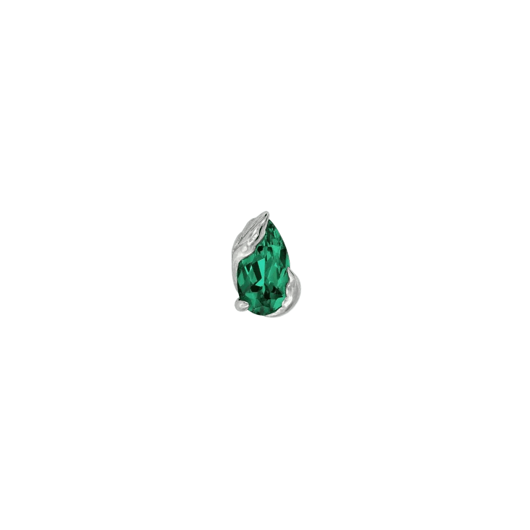 Occasion Pear Lab Emerald – 14K Gold Threadless End - piercing - zone.com