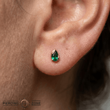Occasion Pear Lab Emerald – 14K Gold Threadless End - piercing-zone.com