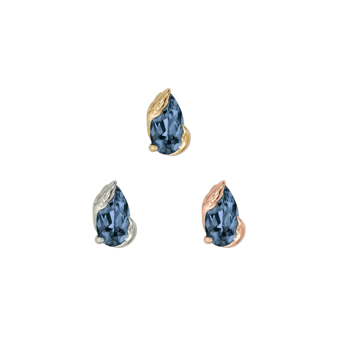 Occasion Pear London Blue Topaz – 14K Gold Threadless End - piercing - zone.com