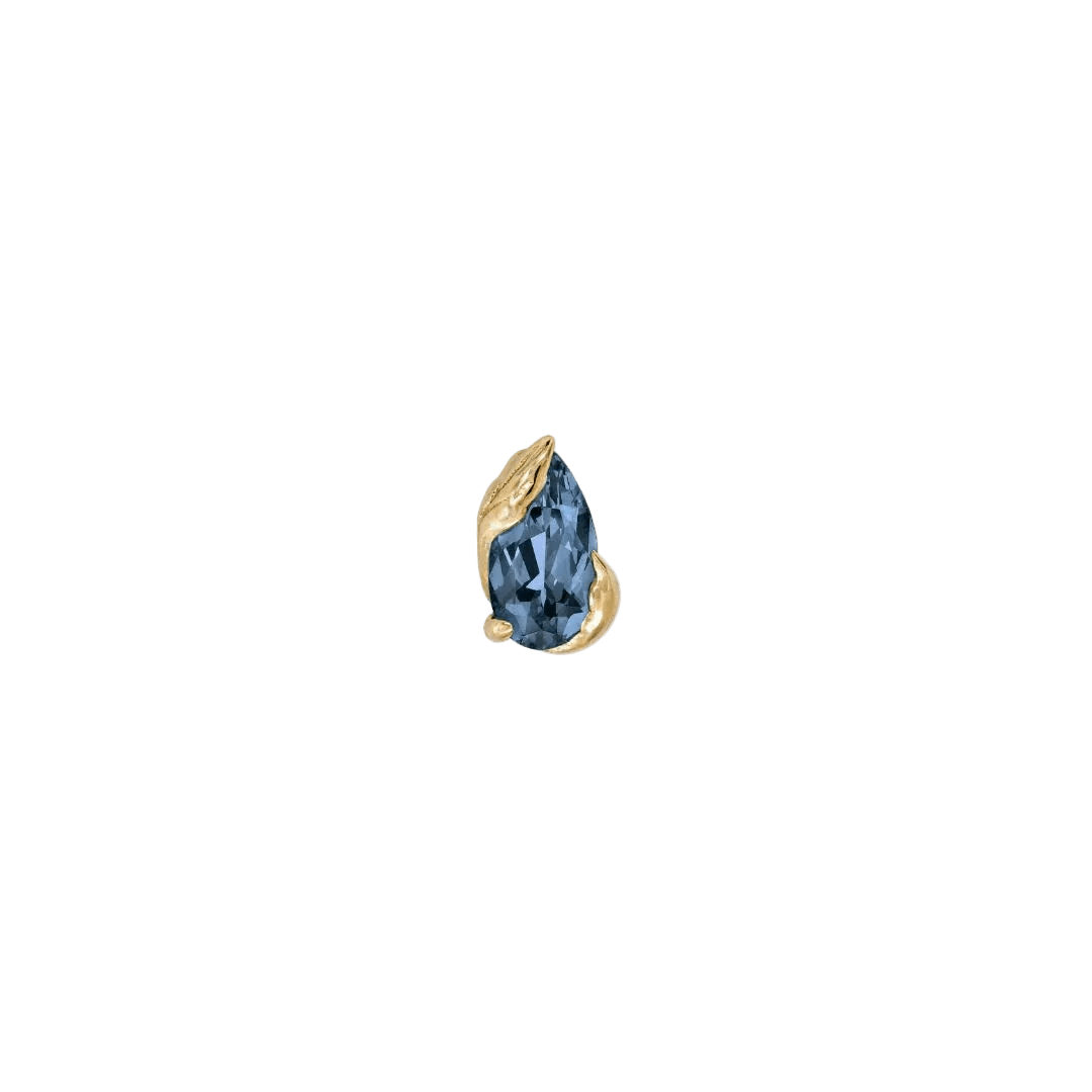 Occasion Pear London Blue Topaz – 14K Gold Threadless End - piercing - zone.com