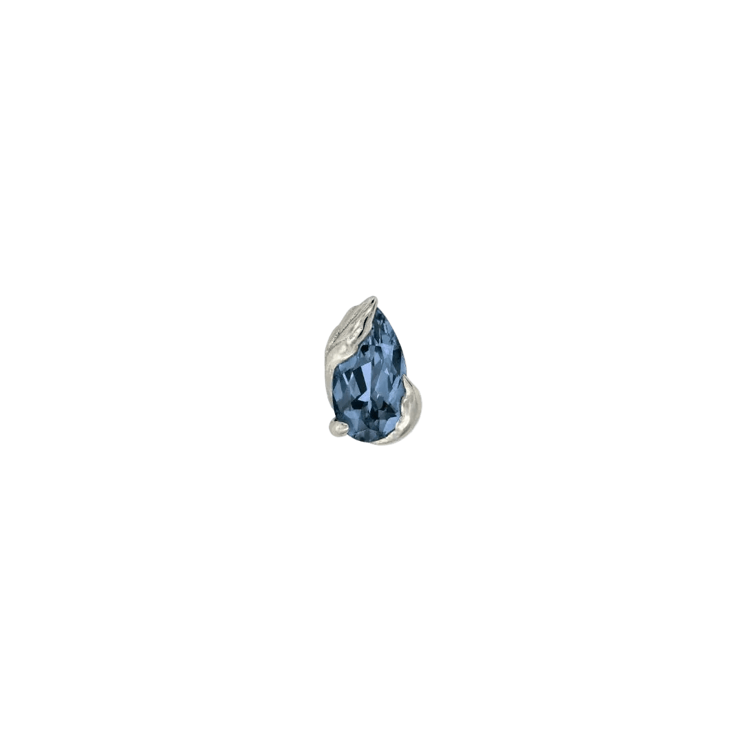 Occasion Pear London Blue Topaz – 14K Gold Threadless End - piercing - zone.com