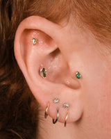 Occasion Pear Moss Agate – 14K Gold Threadless End - piercing - zone.com