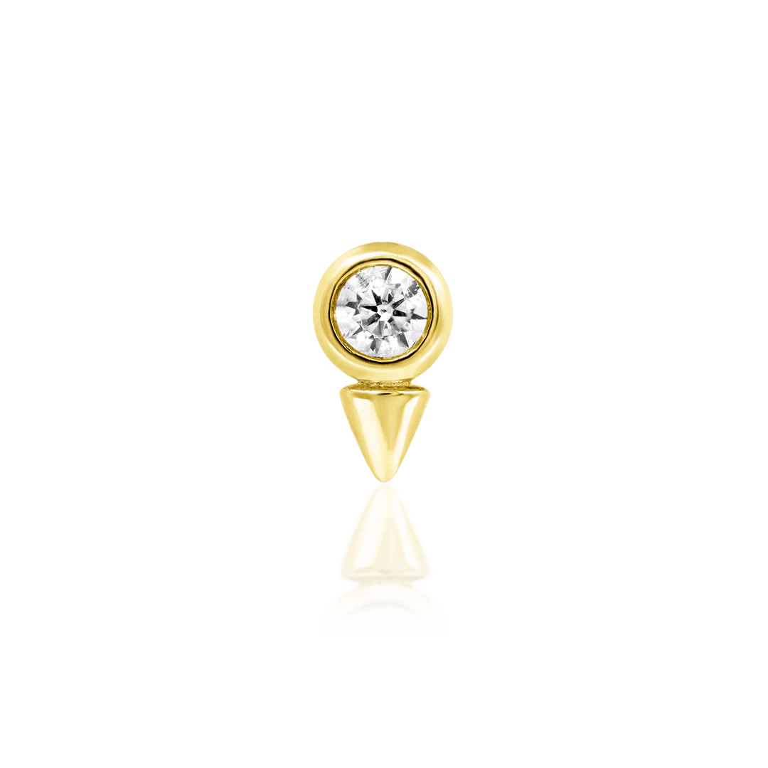 Octavia – CZ Bezel Spike – 14K Gold Threadless End - piercing - zone.com